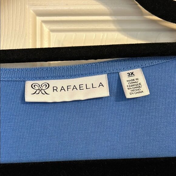 RAFAELLA Size 3X Blue White Embroidered V-Neck Coastal Nautical Blouse Shirt - Picture 2 of 5